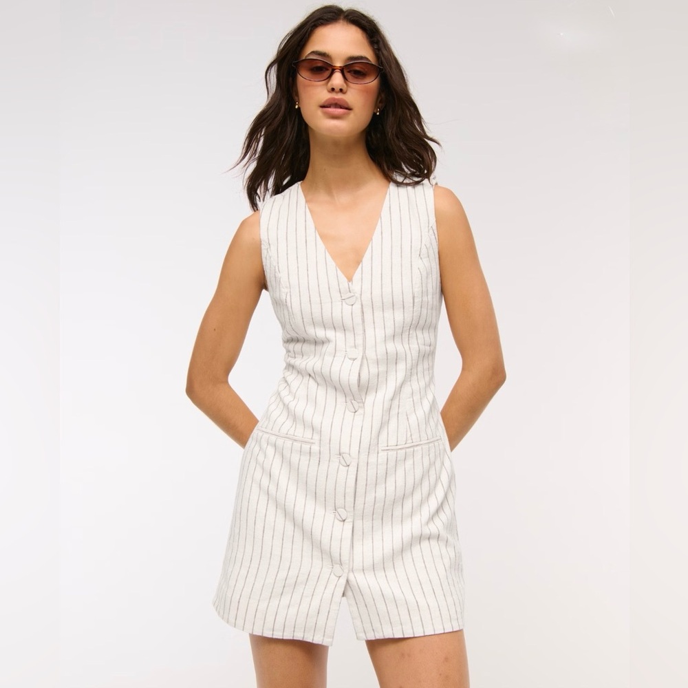 Abercrombie Mara Linen-Blend Vest Mini Dress.size small tall